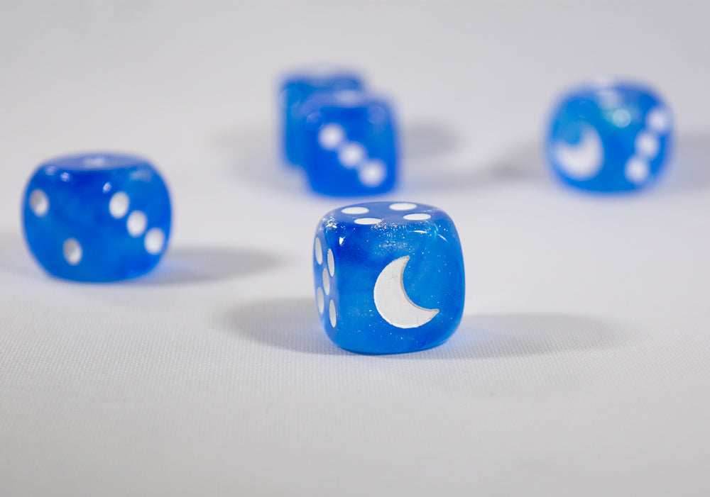 Custom Crescent Moon Sparkle Sky Blue Borealis Chessex Magic Rare by BrycesDice - 