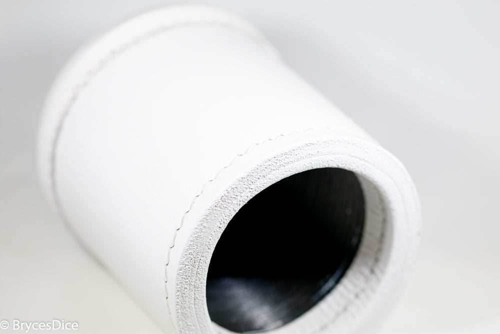 Handmade Leather Dice Cup (White) - 
