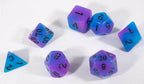 Blue and Purple Glow-in-the-Dark 7-Die Set w/Black Numbers by HDdice - 