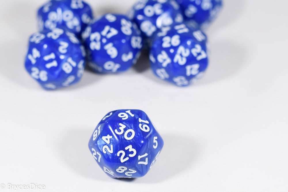 d30 Blue Pearlescent Single Die 30 Side's by Chessex (per die) - 