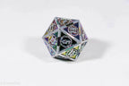 Single d20 Silver w/Rainbow Inlay Sword Strengthened Metal - 