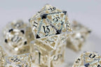 (Elvish White) Deadly Dragon Dice: Shards of Oblivion Hollow Metal - 7-Dice Set