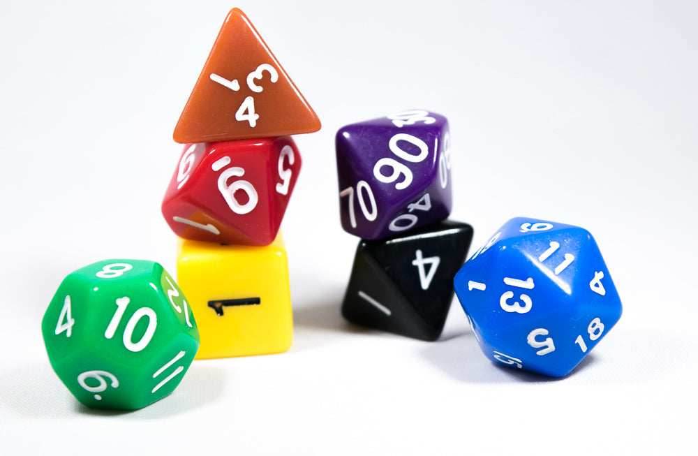 Rainbow Opaque 7 Die Set Polyhedral Dice by BrycesDice RPG Magic D&D Unique - 