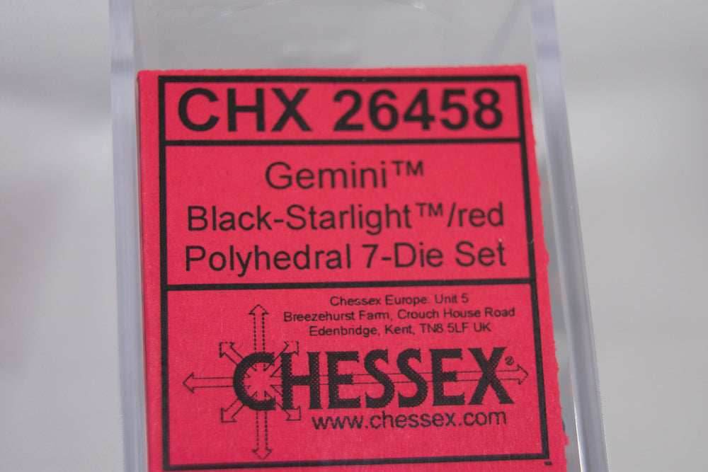 CHX 26458 Polyhedral 7-Die Gemini Black-Starlight /red Numbers Set Of 7 Dice Chessex - 