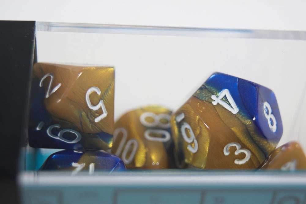 CHX 26422 Polyhedral 7-Die Gemini Blue-Gold Numbers Set Of 7 Dice Chessex - 