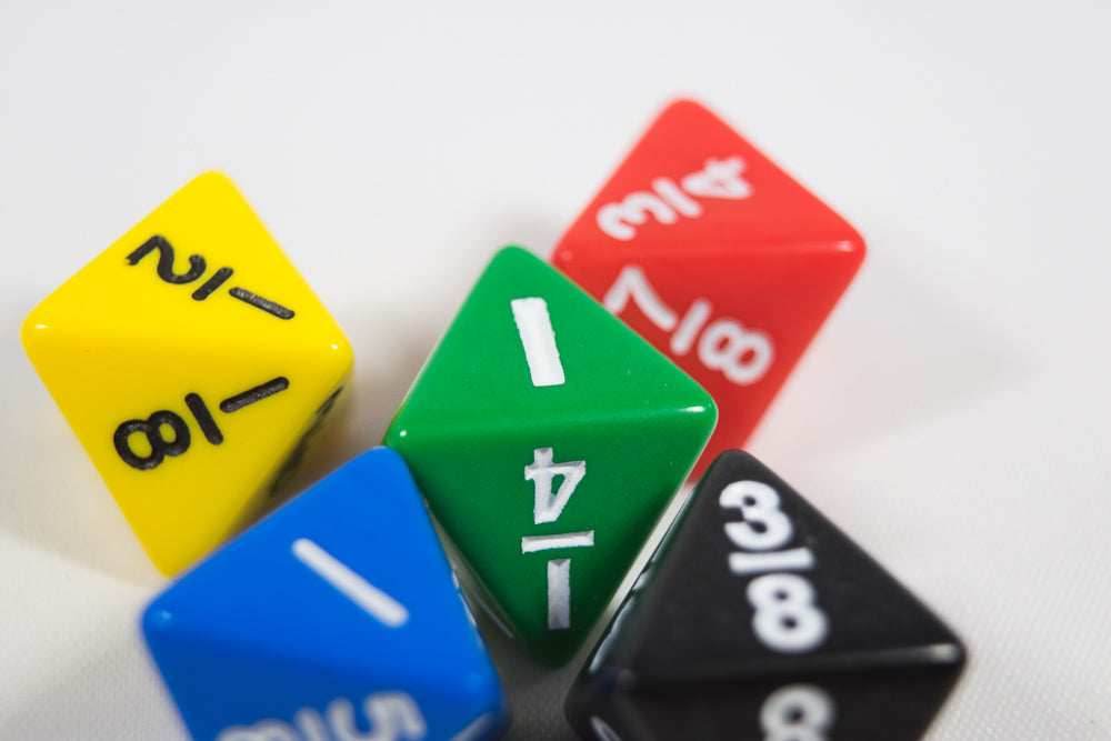 Math D8 Fractions Dice Kids Math Koplow Game 1, 3/4, 7/8, 5/8, 1/4, 3/8, 1/8, 1/2 - Black