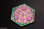 Rainbow d2 Coin Shaped like d20 w/ Purple Tint (V1) - 