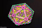 Rainbow d2 Coin Shaped like d20 w/ Purple/Yellow Tint (V2) - 
