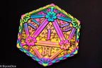 Rainbow d2 Coin Shaped like d20 w/ Purple/Yellow Tint (V2) - 