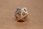 Single d20/d6 Forged in Frost (Resin Dice Encased in Metal) Permafrost/Purple/Opal/Dragon - Dragon Fruit / d20