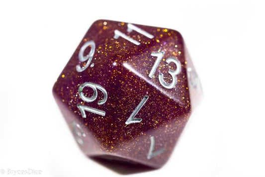 Purple Jumbo D20 38MM, Big Size 20 Sides Dice Big 20 Faces Cube 1.5 inch Bescon - 