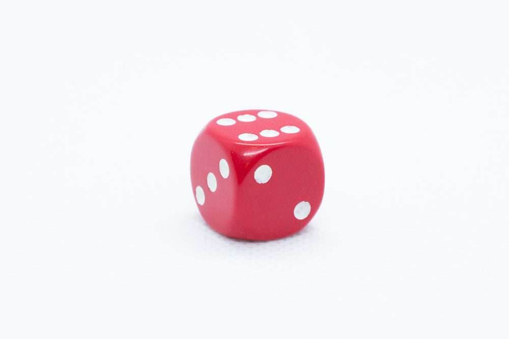 Chessex Opaque 16mm Pipped d6 Standard Dice Collection - Classic Colors - Available Individually - Red