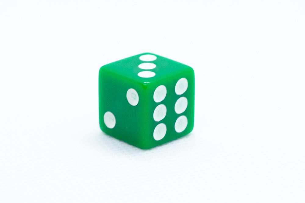 Square Edge 16mm Opaque Dice (Red/Yellow/Green/Blue/Black/White) | sold by the piece - Green