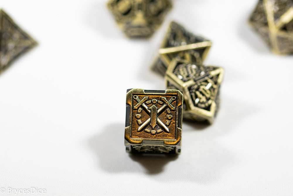 Gold Sword Strengthened Metal 7-Dice Set - 