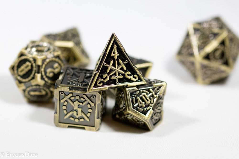 Gold Sword Strengthened Metal 7-Dice Set - 