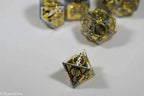 Silver w/Gold Inlay Sword Strengthened Metal 7-Dice Set - 
