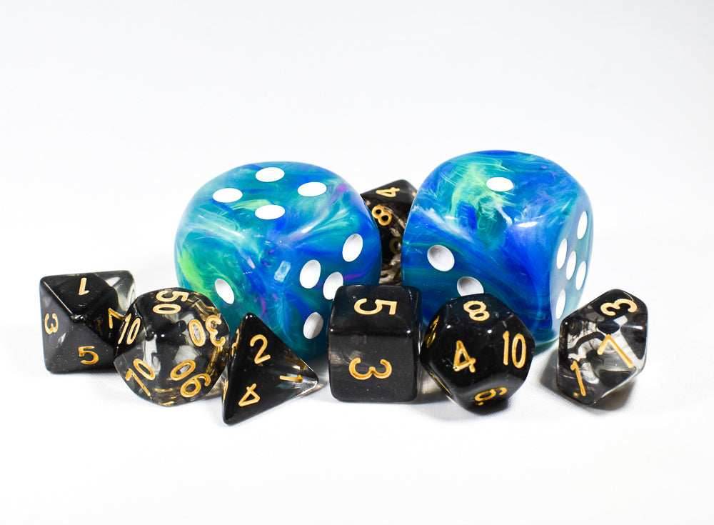 Festive 30mm Waterlily w/White Large Pipped Dice (sold per piece) - 