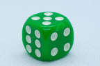 Opaque 16mm Pipped d6 Dice Red/Orange/Yellow/Green/Blue/Purple/White/Black/Pink (sold by the piece) - Green