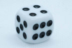 Opaque 16mm Pipped d6 Dice Red/Orange/Yellow/Green/Blue/Purple/White/Black/Pink (sold by the piece) - White