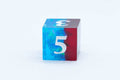 Blue on Red Sharp Edge Resin d6 / d20-Dice (Blue- Red w/ White Numbers) - d6
