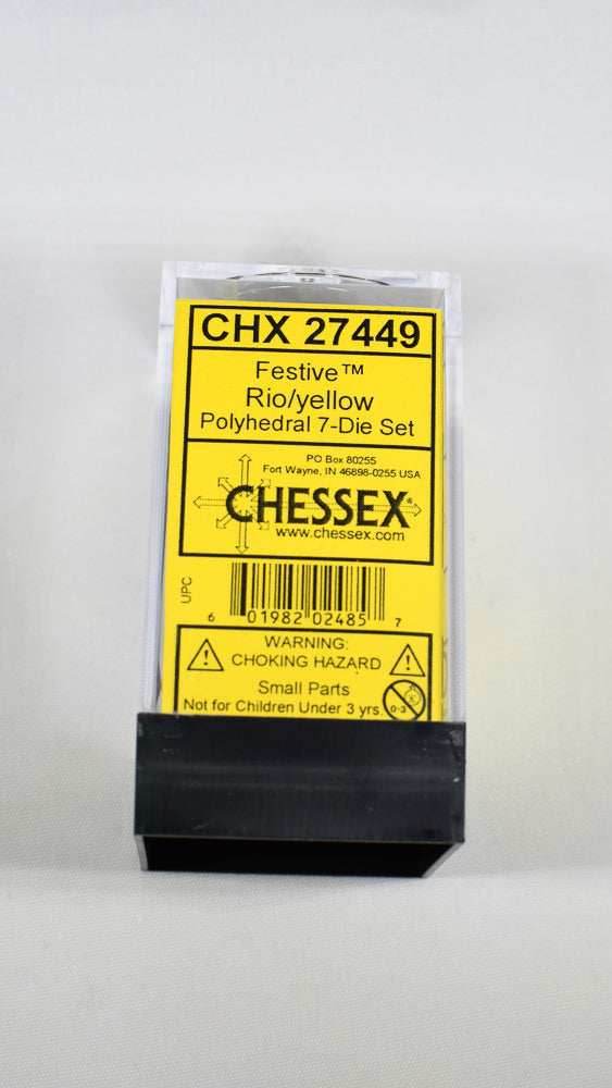 CHX 27449 Polyhedral 7-Die Festive Rio w/ Yellow Numbers - 