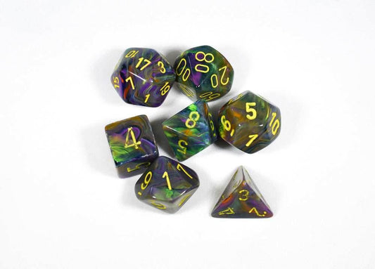 CHX 27449 Polyhedral 7-Die Festive Rio w/ Yellow Numbers - 