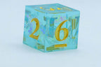 Seafoam Sharp Edge Resin d6/d20 -Dice (Seafoam w/Gold Numbers) [subtle imperfection] - d6