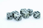 Cattle Bone Dice 10mm (Deep Eye & Ring) | Off-White Dark d6 (sold by the piece) - 