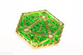 Gold d2 Coin Shaped like d20 Solid w/Green Enamel Color - 