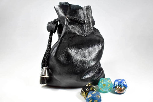 Handmade Leather Dice Bag (Black) - 
