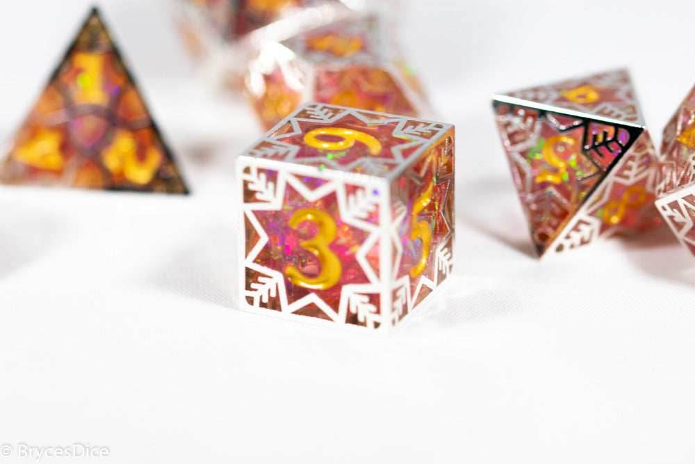 Forged Dragon Fruit Forged in Frost Dice Set (Resin Dice Encased in Metal) - 
