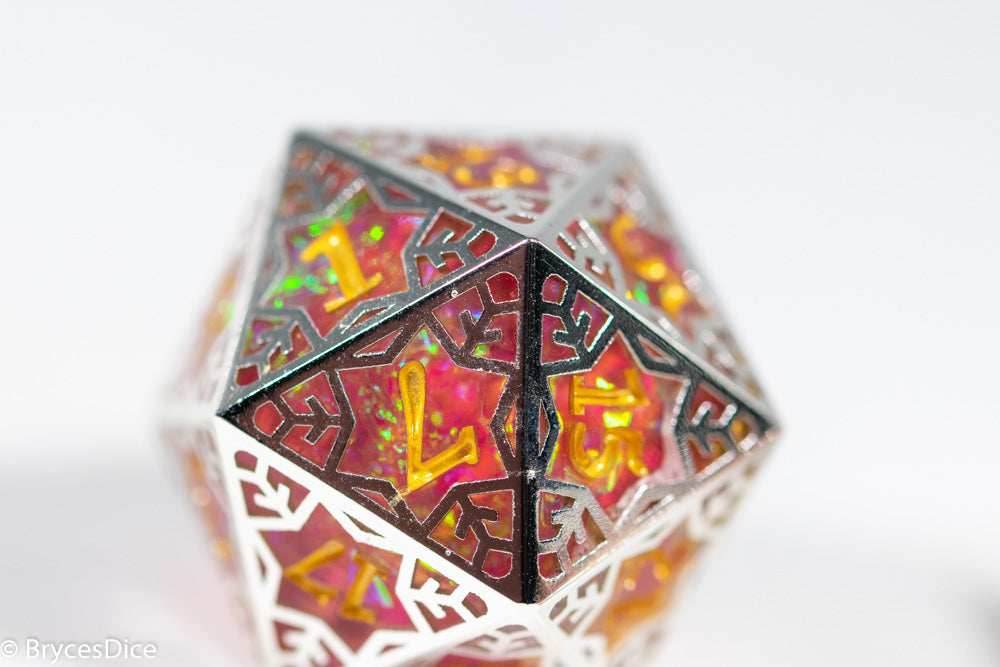 Forged Dragon Fruit Forged in Frost Dice Set (Resin Dice Encased in Metal) - 
