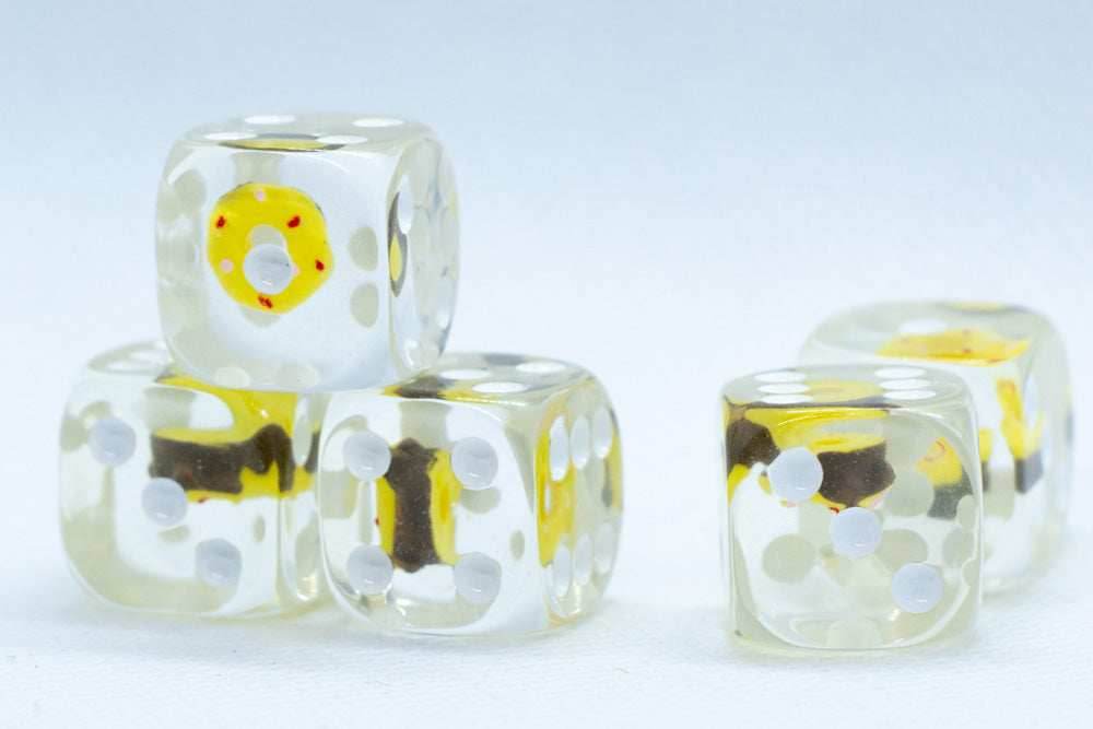 Yellow Donut Pipped d6 16mm (Custom Dice) - 