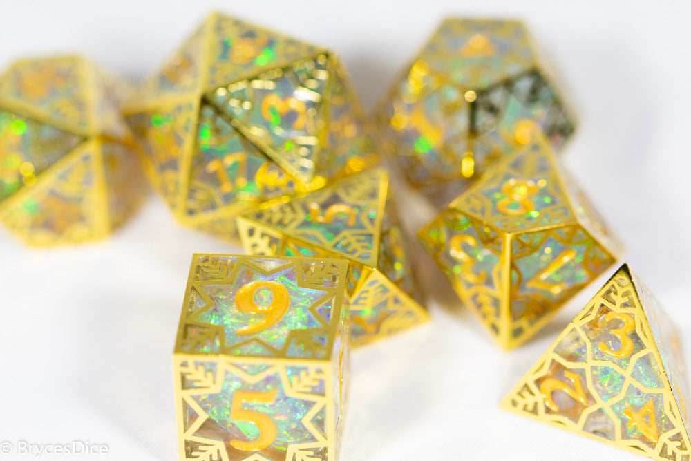 Forged Opal Forged in Frost Dice Set (Resin Dice Encased in Metal) - 