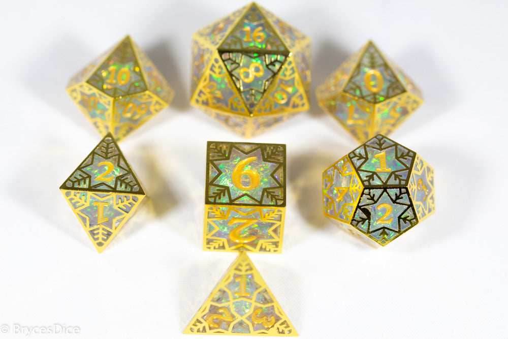 Forged Opal Forged in Frost Dice Set (Resin Dice Encased in Metal) - 