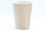 Handmade Leather Dice Cup (Off-White) No Lining white thread Simple - 