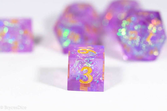 Pinnacle of Purple Forged in Frost Dice Set (Resin Dice) Sharp Edge Dice - 