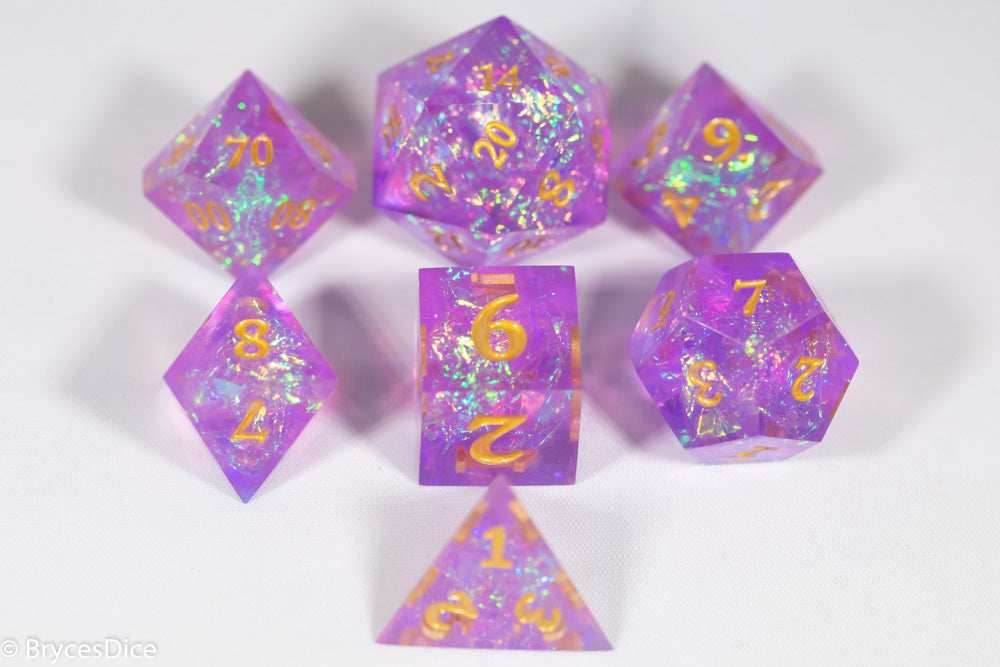 Pinnacle of Purple Forged in Frost Dice Set (Resin Dice) Sharp Edge Dice - 
