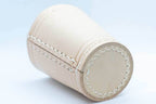 Handmade Leather Dice Cup (Off-White) No Lining white thread Simple - 