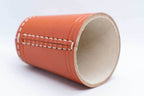 Handmade Leather Dice Cup (Orange) No Lining white thread Simple - 