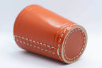 Handmade Leather Dice Cup (Orange) No Lining white thread Simple - 