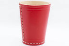Handmade Leather Dice Cup (Red) No Lining white thread Simple - 