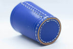 Handmade Leather Dice Cup (Blue) No Lining white thread Simple - 
