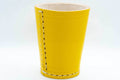 Handmade Leather Dice Cup (Yellow) No Lining white thread Simple - 