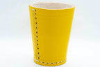 Handmade Leather Dice Cup (Yellow) No Lining white thread Simple - 
