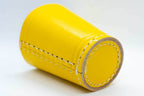 Handmade Leather Dice Cup (Yellow) No Lining white thread Simple - 