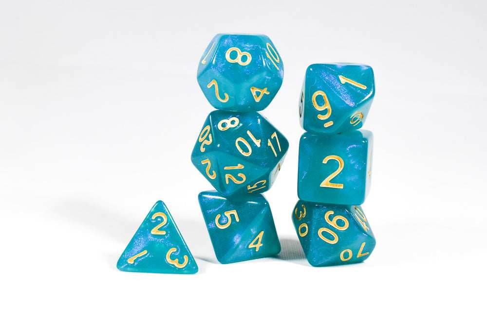 Turquoise Blue Moonstone Dice Set - 
