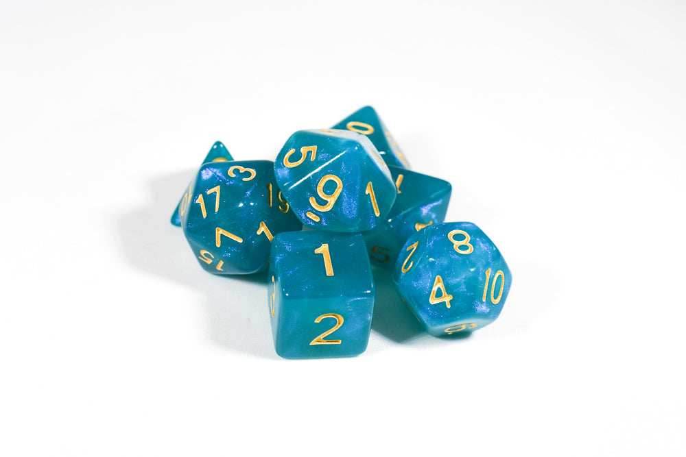 Turquoise Blue Moonstone Dice Set - 
