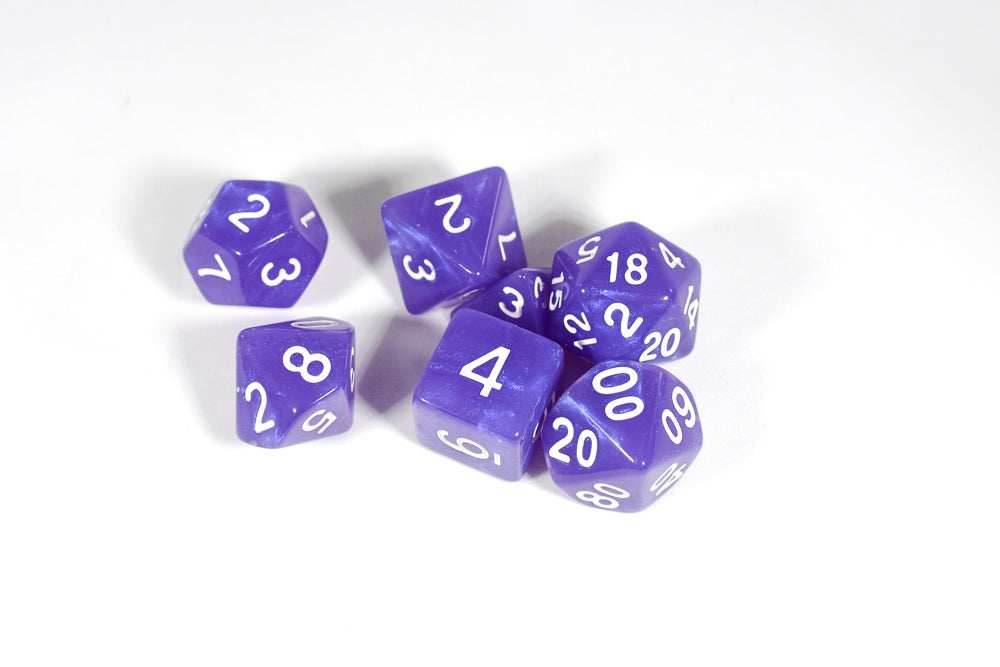 Purple Pearl Moonstone Dice Set - 