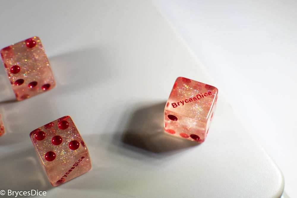 BrycesDice 16mm Glitter d6 (Red) Square Edge [per die] - 